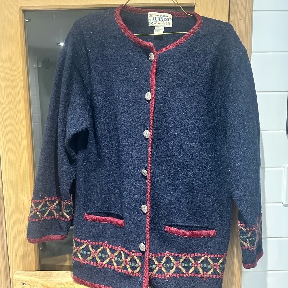 Vintage ILANCO Wool Cardigan | Nordic Folk Style Small